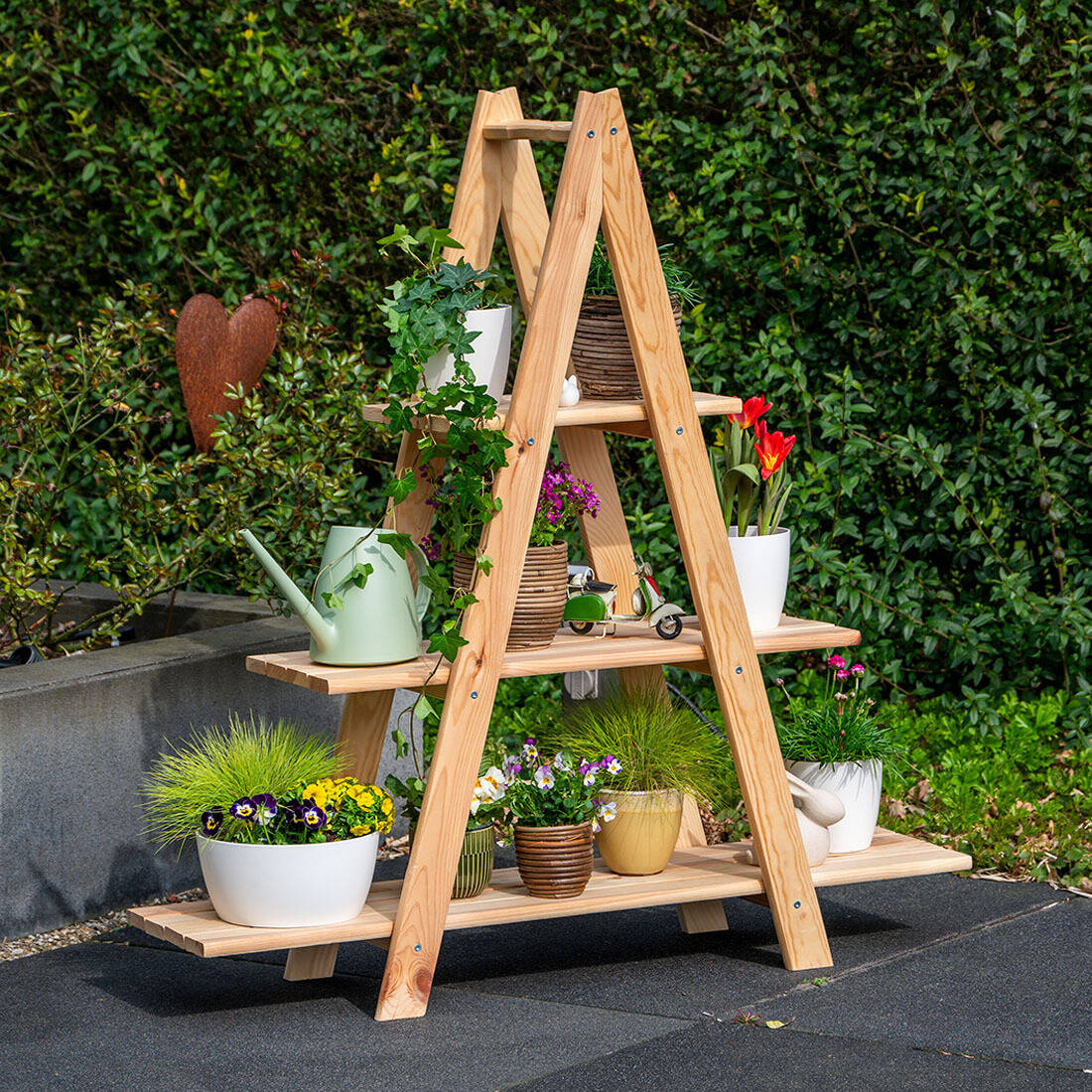 Pyramidenförmiges Blumenregal | Aus imprägniertem Kiefernholz