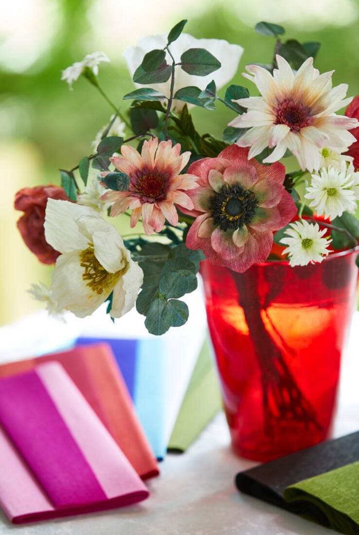Krepppapier Anemonen Bastelset