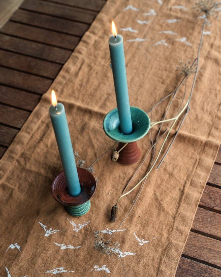 Kerzenständer Grün/Braun (2er-Set)