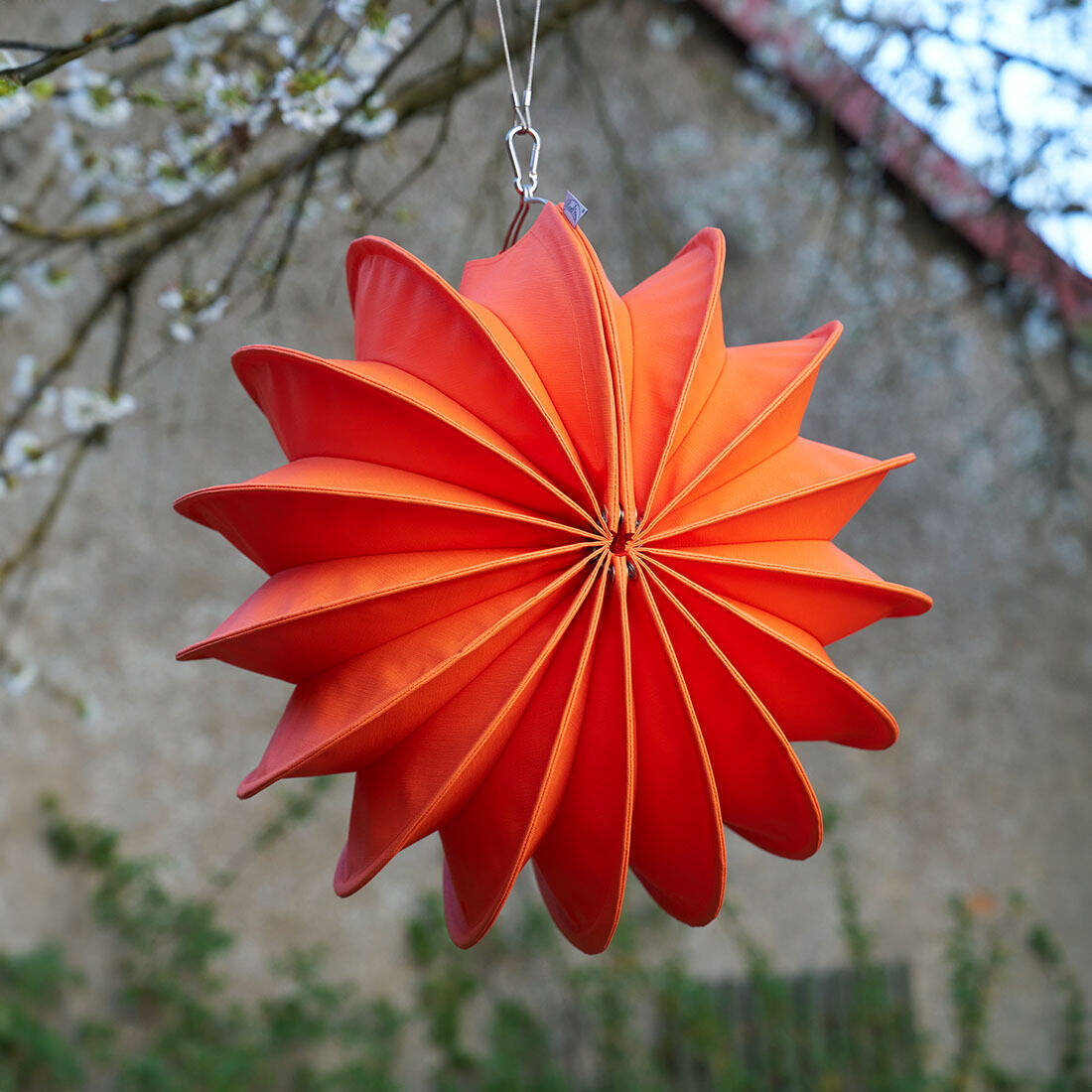 Wetterfester Lampion Orange mit Beleuchtung