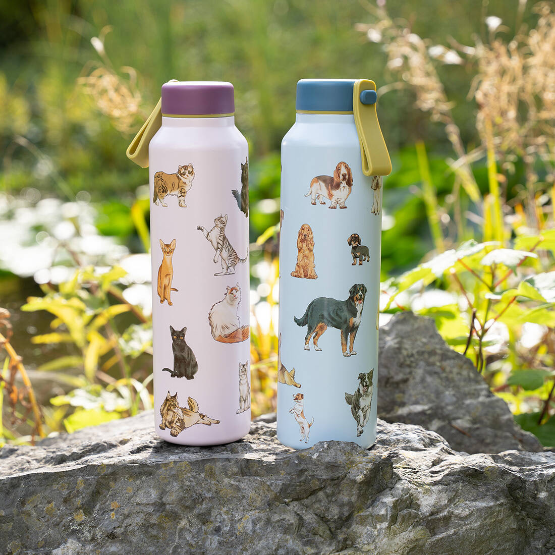 Isolierflasche mit Katzenmotiv | Trinkflasche Blau