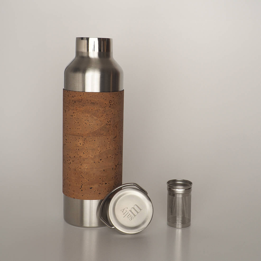 Trinkflasche Edelstahl mit Korkmantel