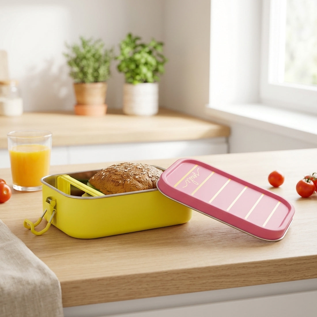 Lunchbox Streifen aus Edelstahl