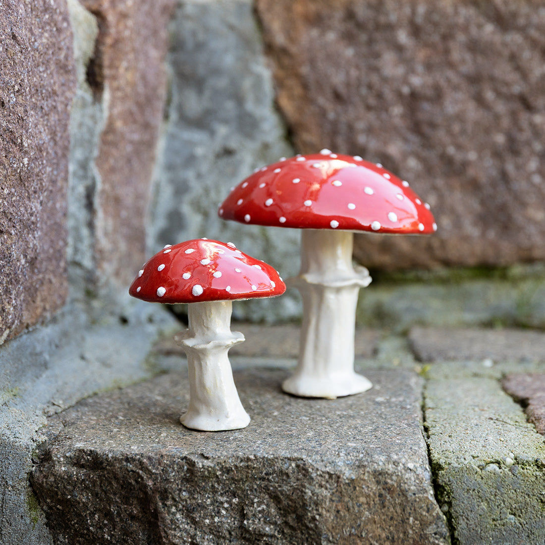 Fliegenpilze aus Keramik (2er-Set)