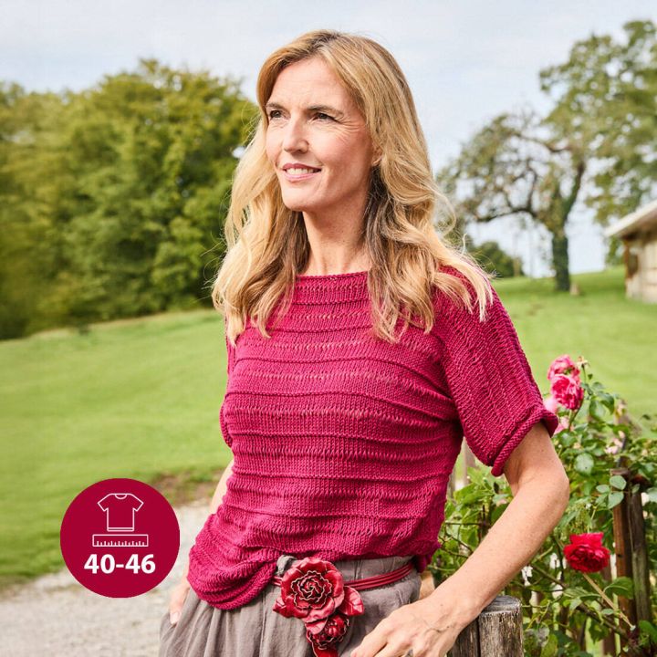 Strickset Baumwollshirt Weinrot Gr&ouml;&szlig;e 40-46