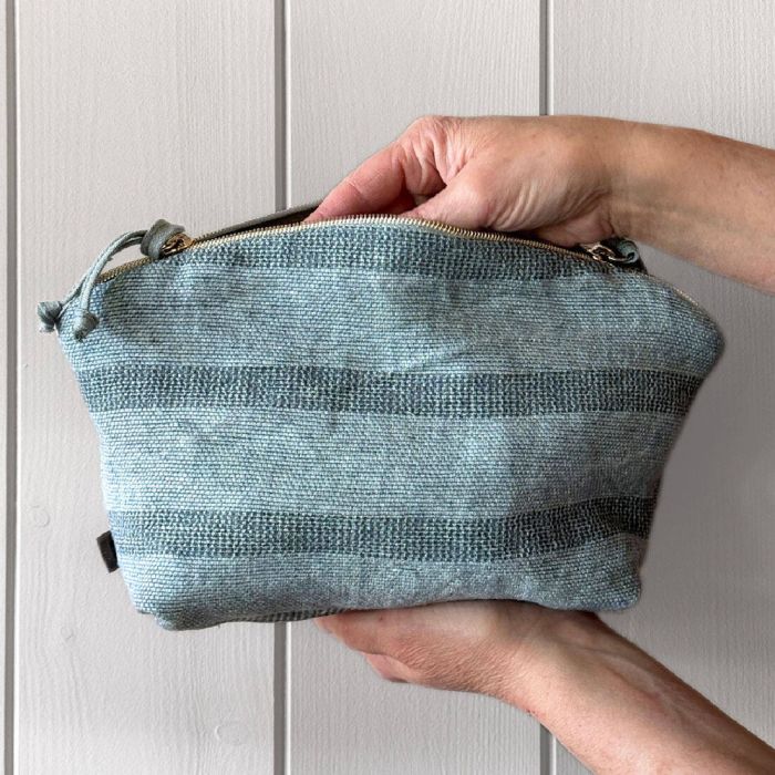 Kulturbeutel Makeup-Tasche Leinen Streifen Blau Landlust