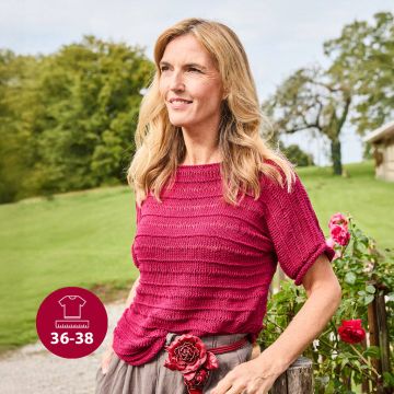 Strickset Baumwollshirt Weinrot Größe 36-38
