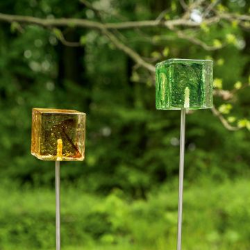 Gartenstecker Glaswürfel