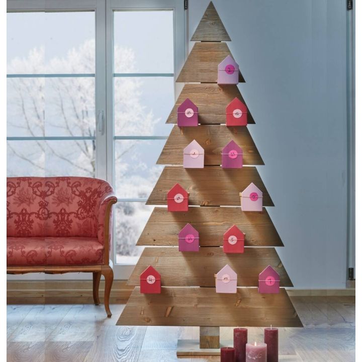 Holzweihnachtsbaum Vintage mit Adventskalender