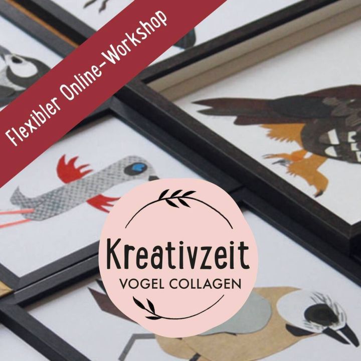 Digital-Workshop Papier-Collagen Vögel incl. Materialpaket