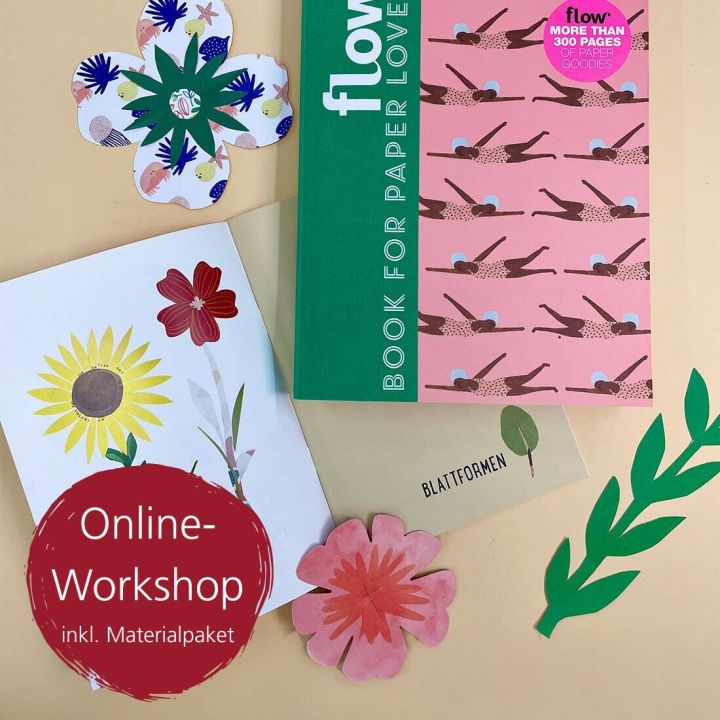 Digital-Workshop Papier-Collagen Blumen incl. Materialpaket