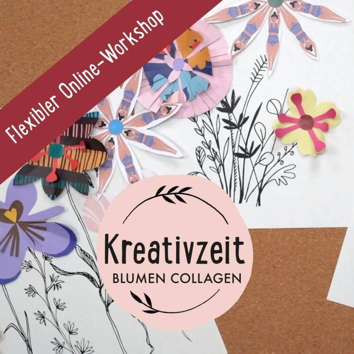 Digital-Workshop Papier-Collagen Blumen incl. Materialpaket