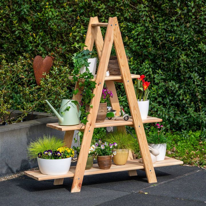 Blumenregal Pyramide aus Kiefernholz