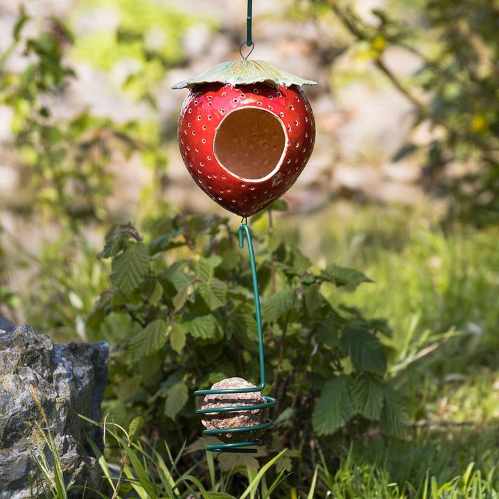 Vogelfutterhaus Erdbeere Keramik