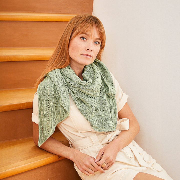 Strickset Dreieckstuch Lindgr&uuml;n
