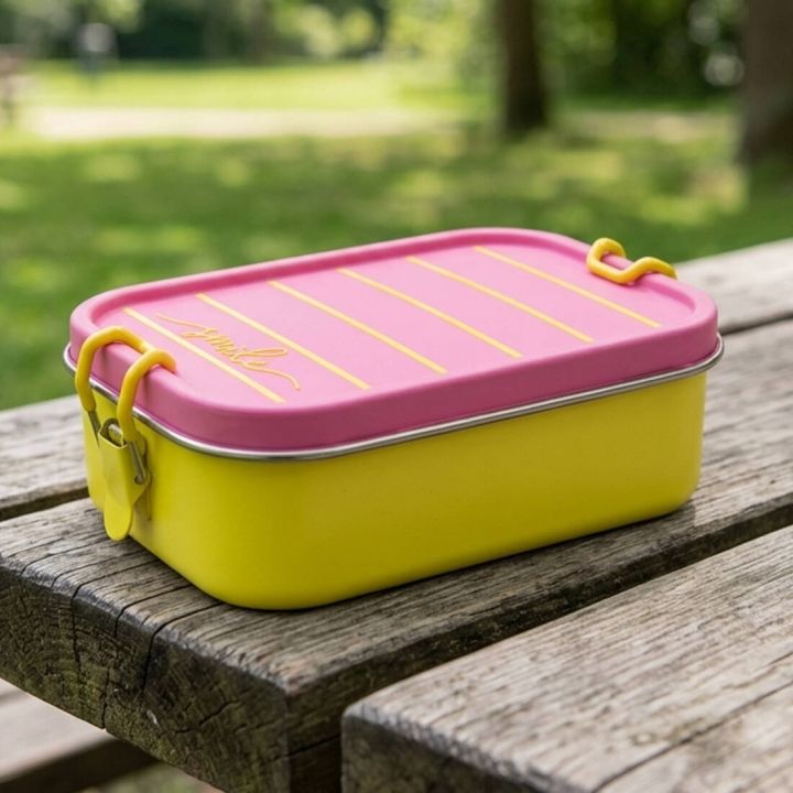 Lunchbox Streifen aus Edelstahl