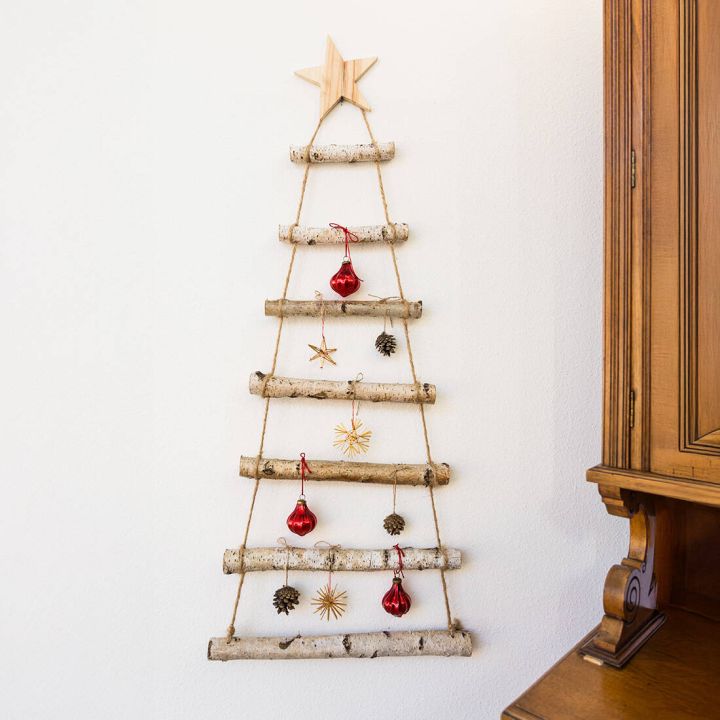 Wanddekoration Baum aus Birkenholz mit Stern