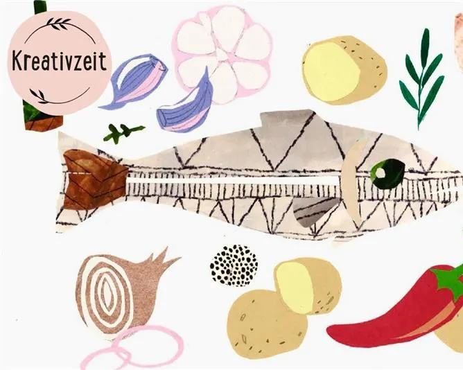 Vorschaubild Kreativ-Workshop "Kreativzeit - Papiercollagen Food", Bild verlinkt zum Workshop.