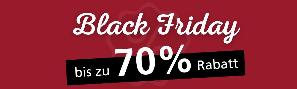 Eine Grafik in Landlust-Rot. Darauf steht Black Friday 28. November bis zu 70 % Rabatt