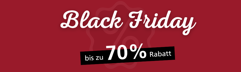 Eine Grafik in Landlust-Rot. Darauf steht Black Friday 28. November bis zu 70 % Rabatt