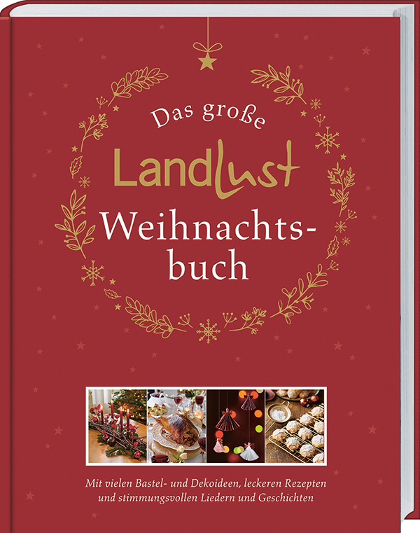 Ein rotes Buch mit dem Titel "Das große Landlust Weihnachtsbuch"