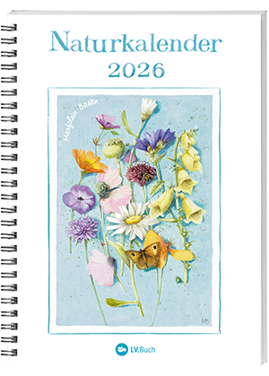 Der Naturkalender zeigt auf dem Deckblatt die Zeichnungen einzelner Blumen.