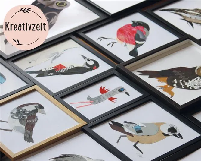 Vorschaubild Kreativ-Workshop "Kreativzeit - Papiercollagen Vögel", Bild verlinkt zum Workshop.